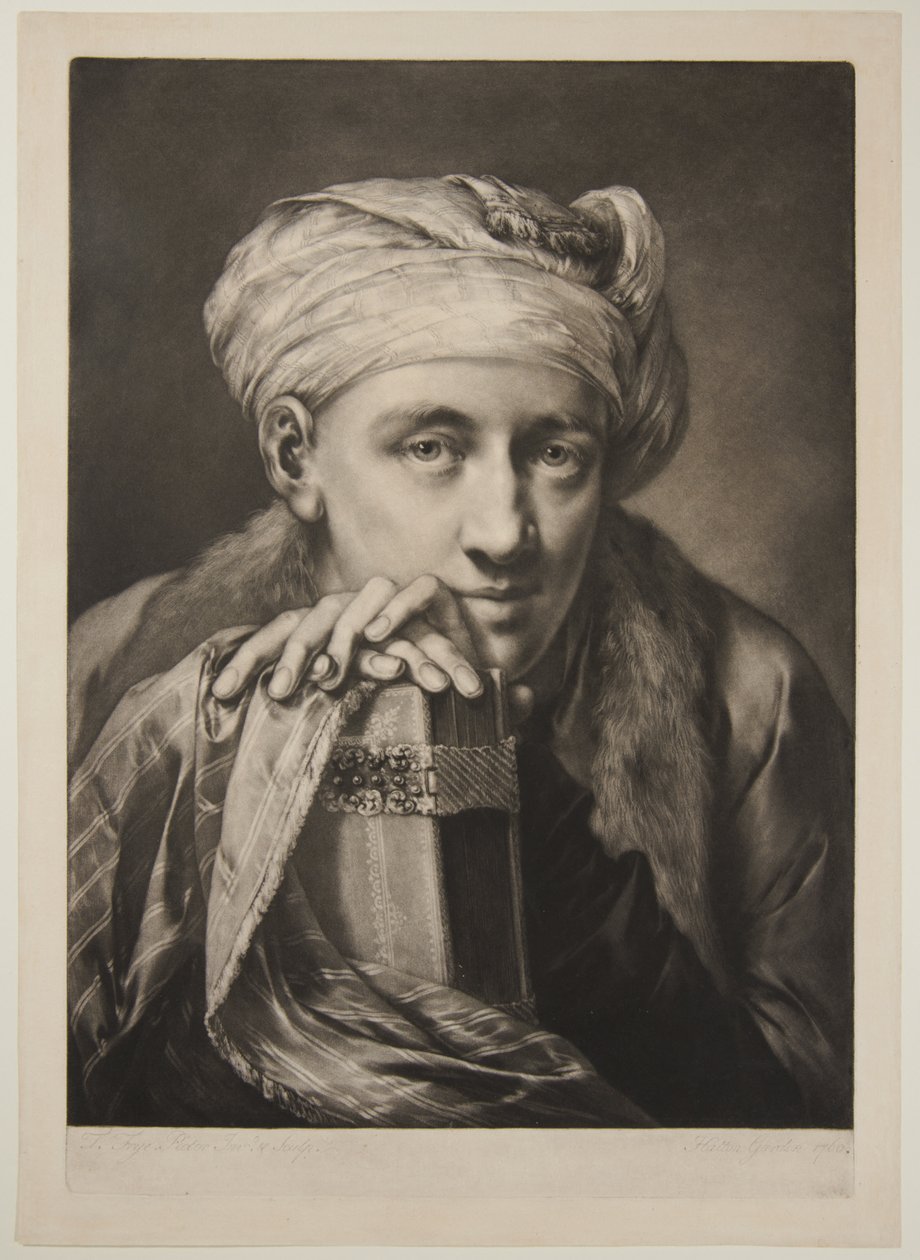 Mann mit Turban, der sich auf ein Buch stützt av Thomas Frye
