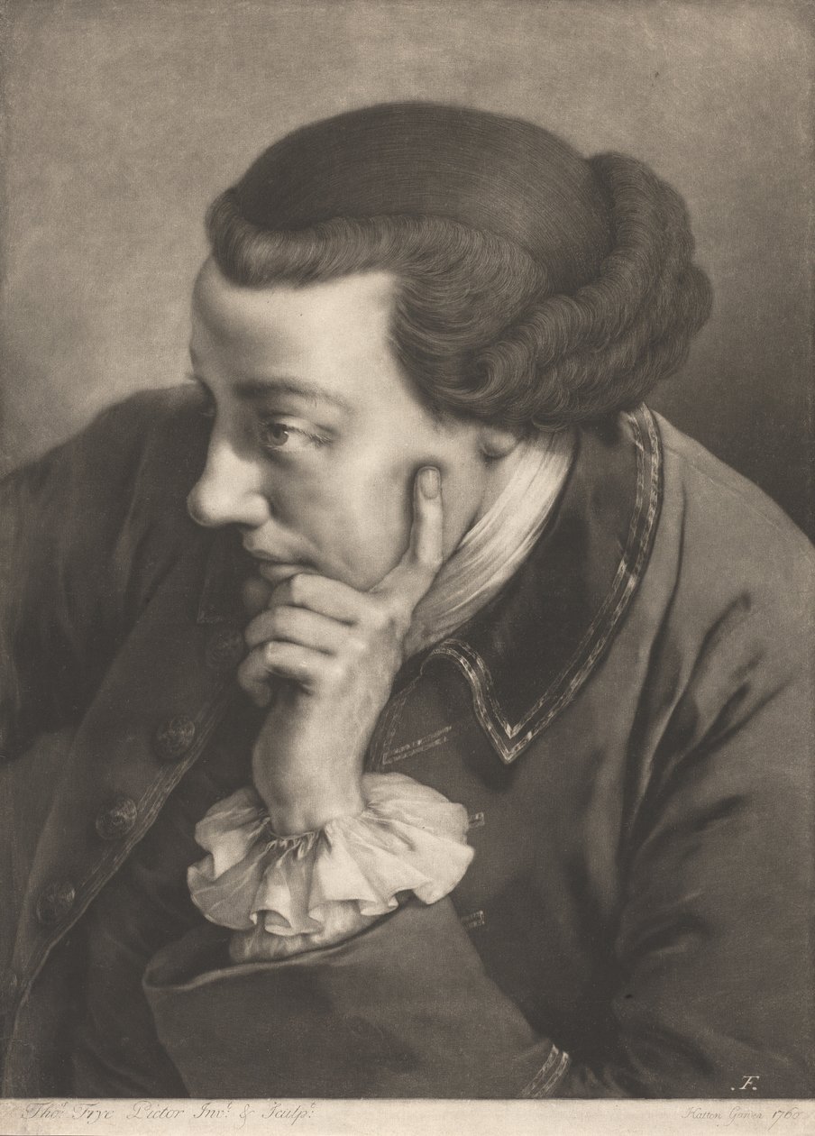 Portrett av en ung mann som lener seg på høyre albue av Thomas Frye