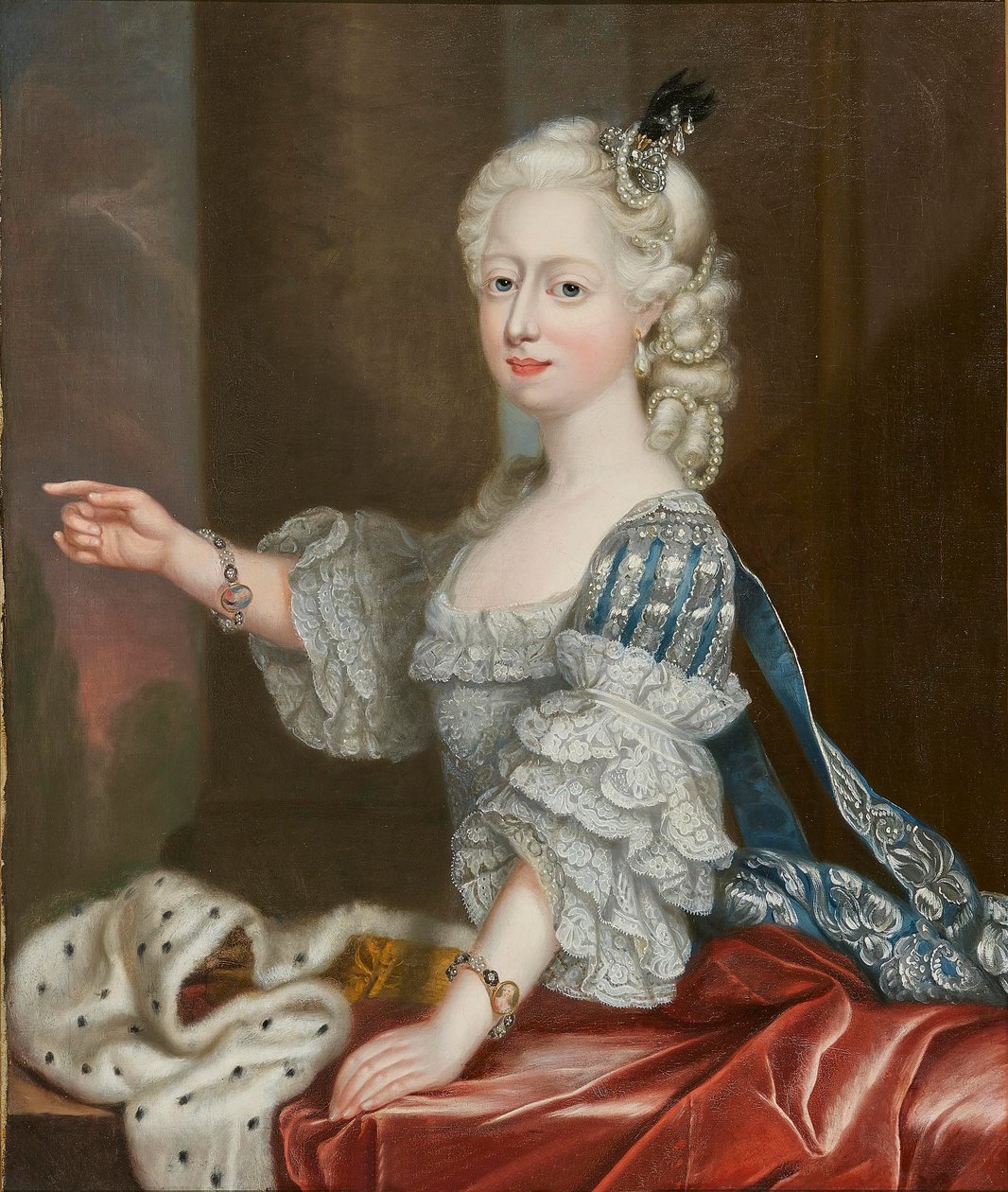 Prinsesse Augusta Frederica av Storbritannia 1737-1813, hertuginne av Brunswick-Wolfenbuttel. av Thomas Frye
