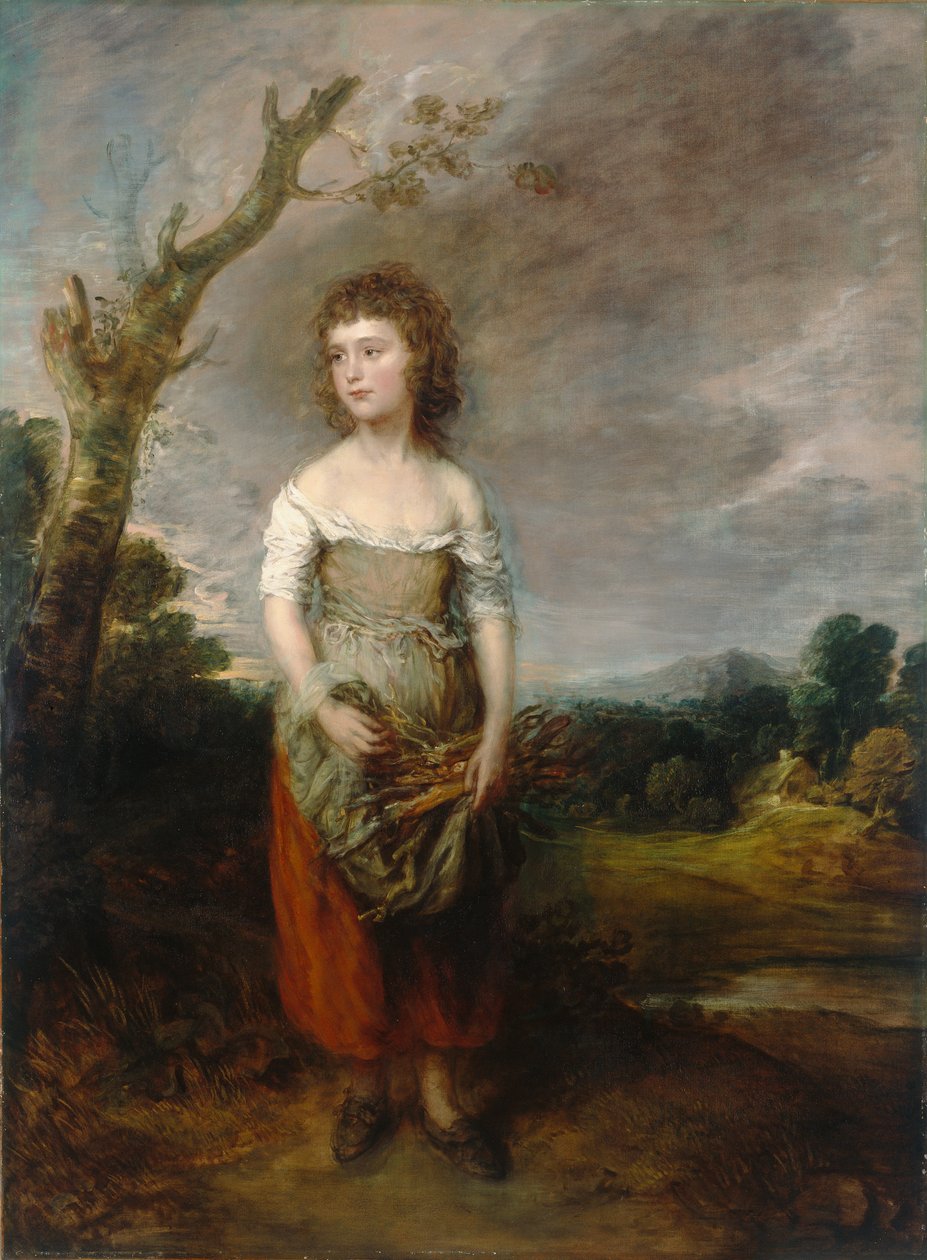 En bondepike som samler tisser i en skog av Thomas Gainsborough