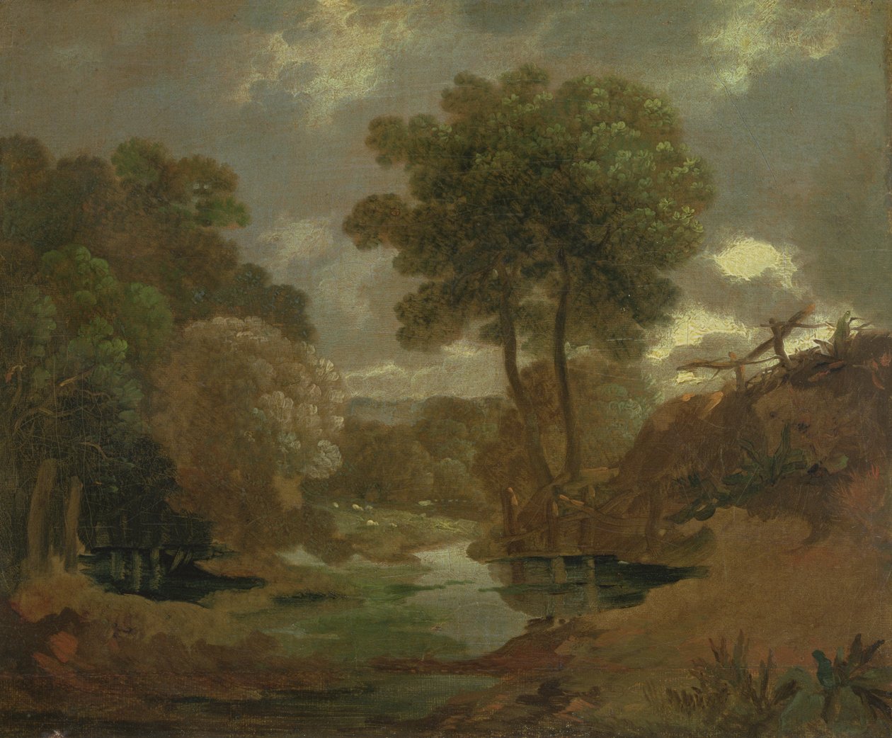 A Pool in the Woods, 1750 (olje på papir på lerret) av Thomas Gainsborough