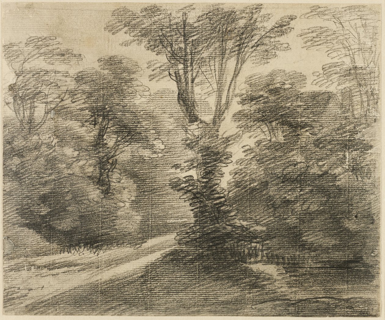 En solbelyst sti gjennom en skog av Thomas Gainsborough