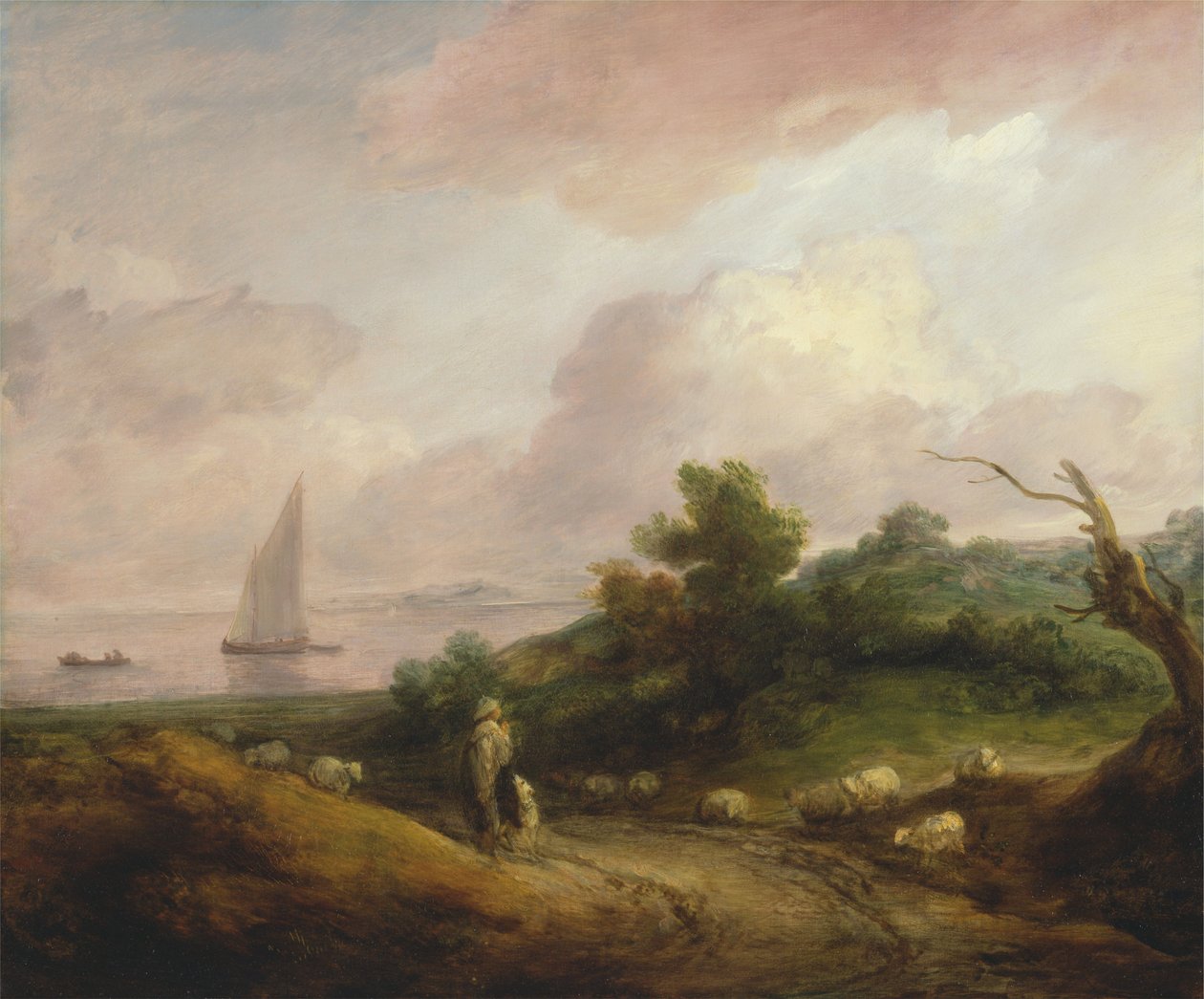 Kystlandskap med en hyrde og flokken hans av Thomas Gainsborough