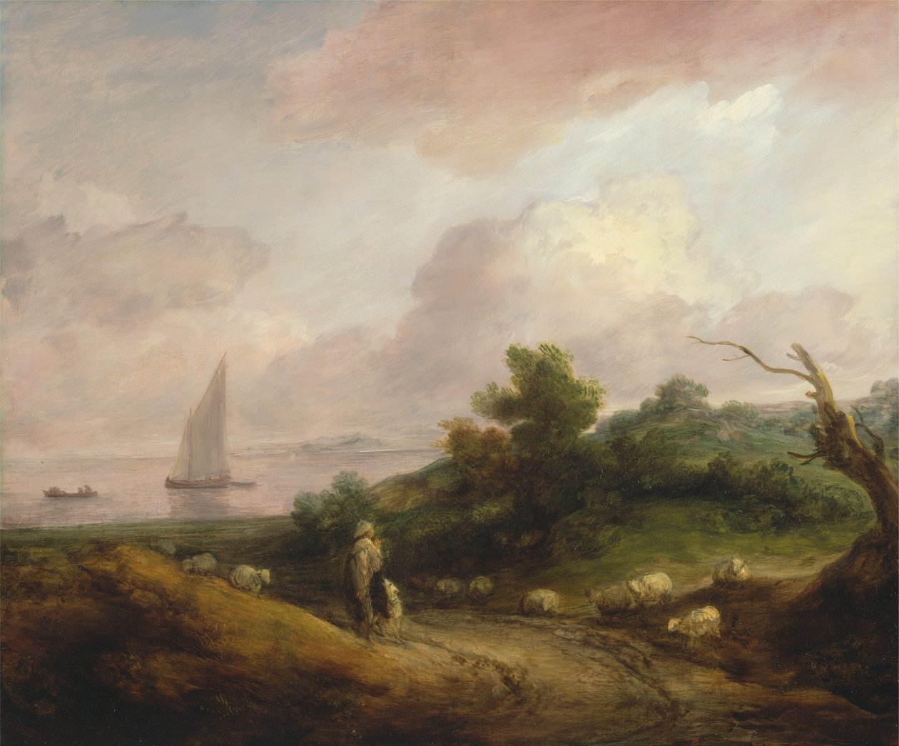 Kystlandskap med en hyrde og flokken hans, mellom 1783 og 1784. av Thomas Gainsborough