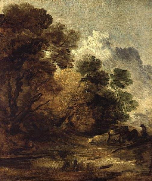 Gjeter kjører storfe mot et basseng av Thomas Gainsborough