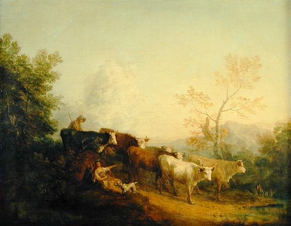 Gjeter som driver storfe mot en stolpe (olje på lerret) av Thomas Gainsborough