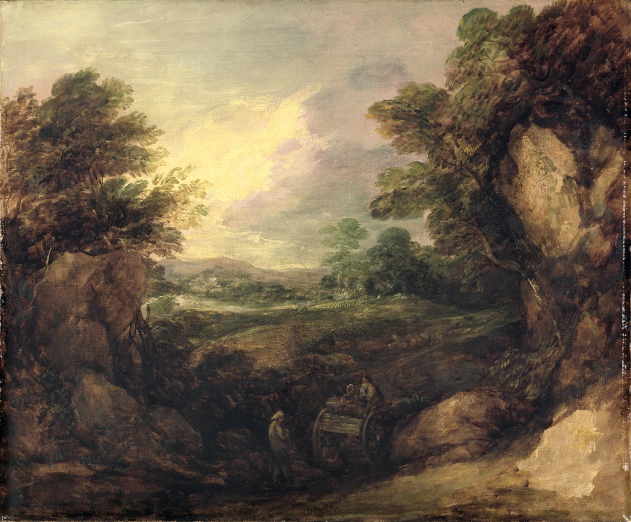 Landskap med figurer, ca. 1786 (olje på lerret) av Thomas Gainsborough