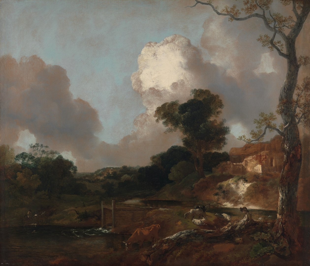 Landskap med Strøm og Weir av Thomas Gainsborough