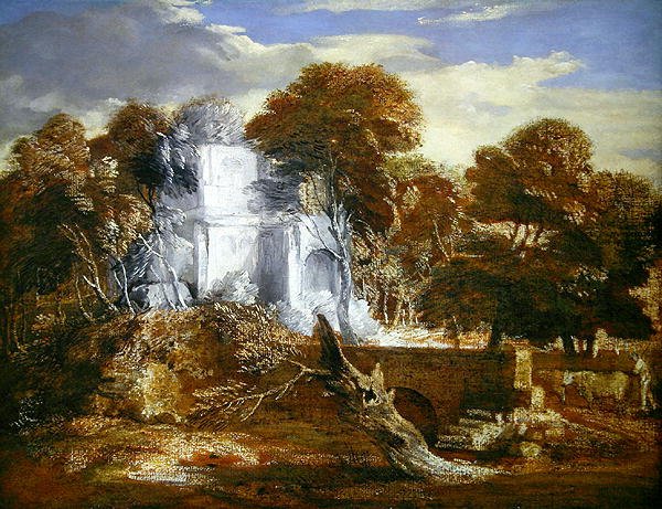 Landskap med en figur og storfe (olje på lerret) av Thomas Gainsborough