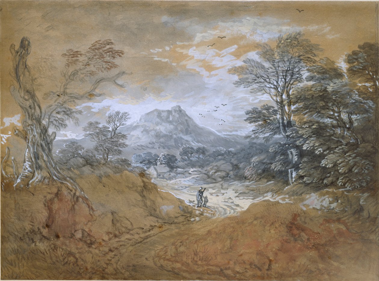 Landskap med en vei ved kanten av en skog, 1760-1765 av Thomas Gainsborough