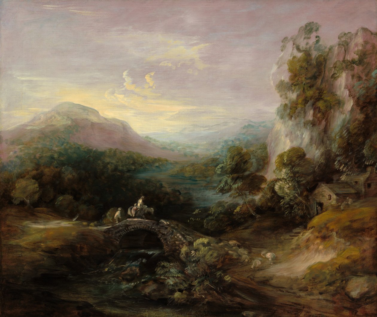 Fjelllandskap med bro av Thomas Gainsborough