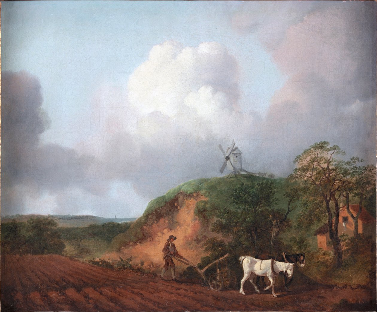 Bondepløying med to hester, 1750-1753 av Thomas Gainsborough
