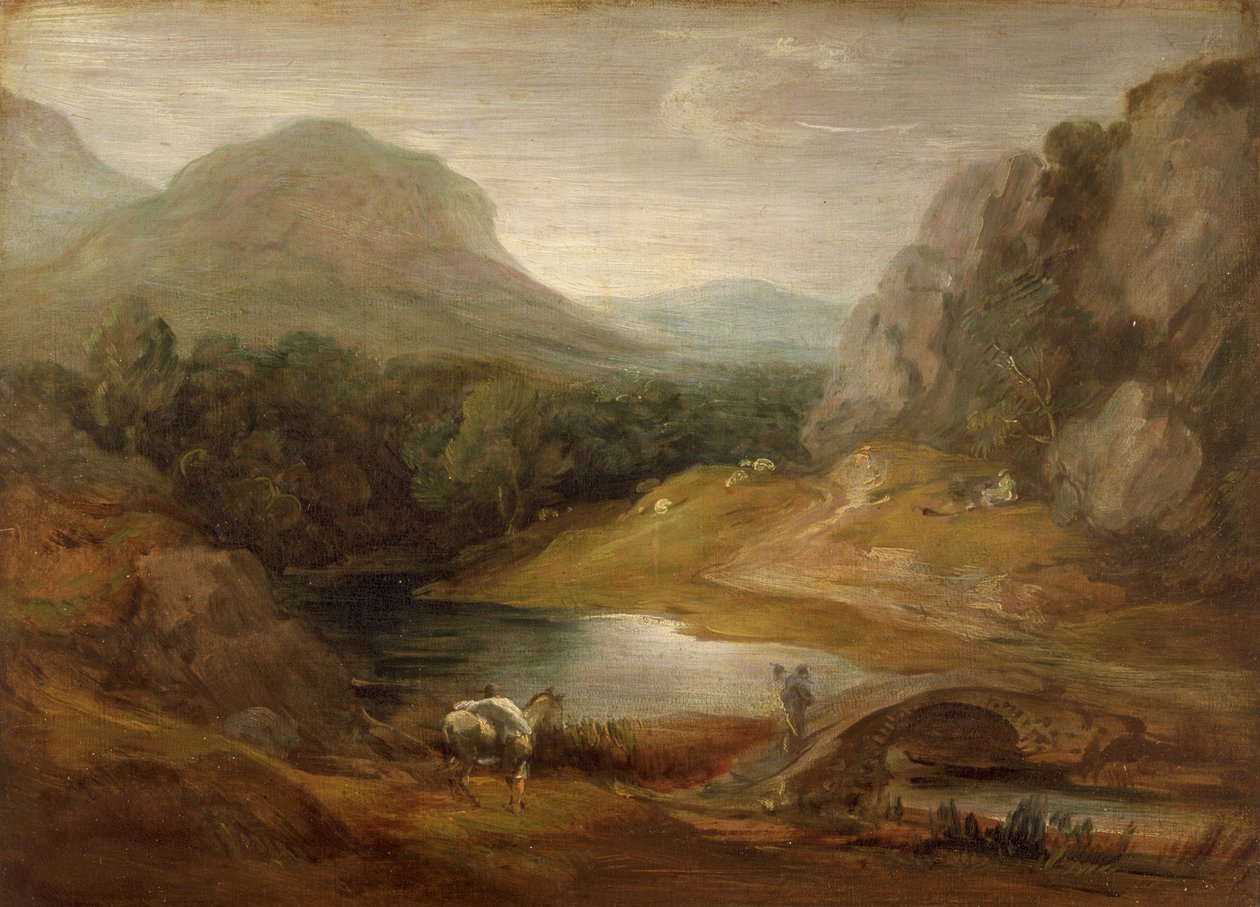 Steinete landskap med en bro av Thomas Gainsborough