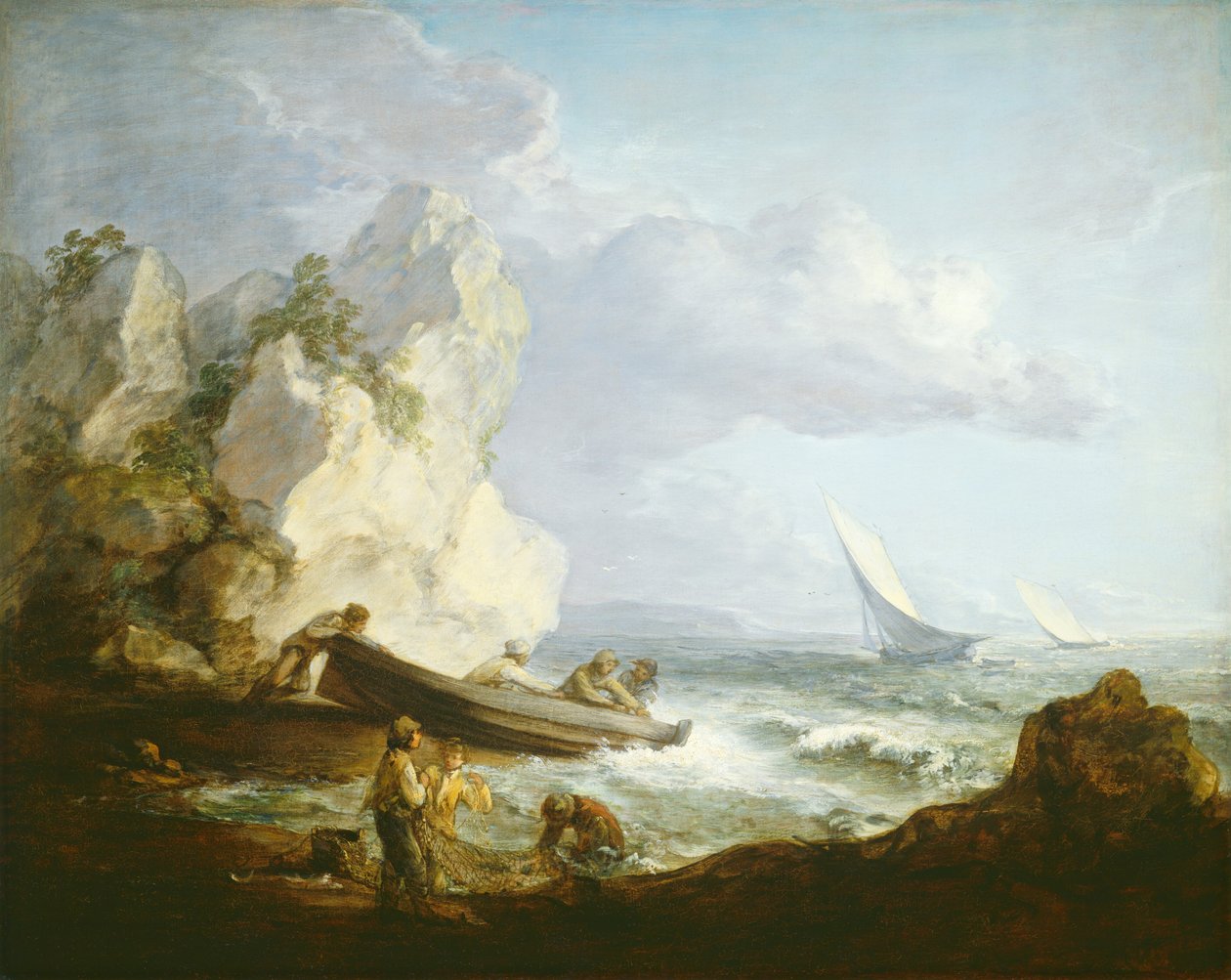 Strand med fiskere, ca. 1781-82 (olje på lerret) av Thomas Gainsborough