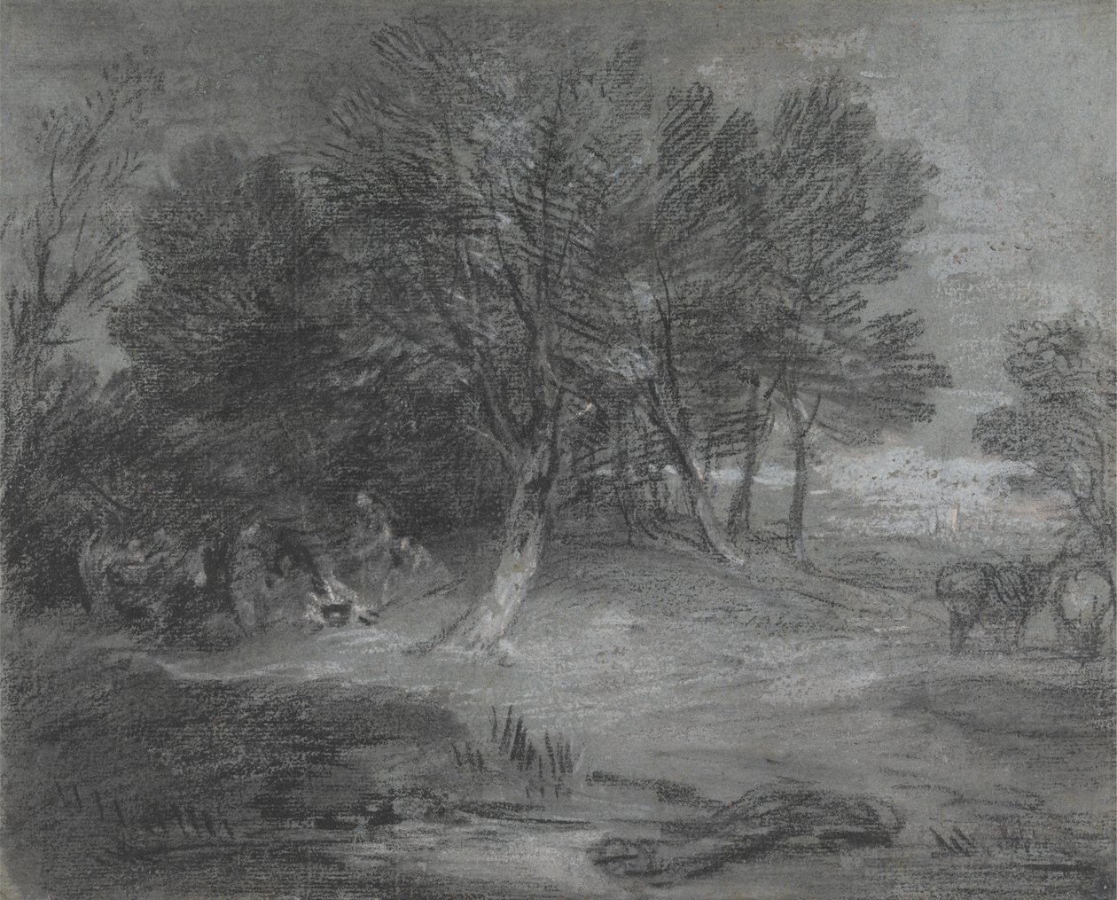 Skoglandskap med sigøynerleir av Thomas Gainsborough