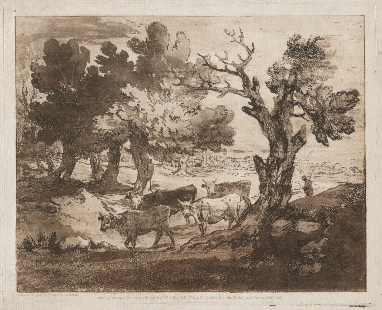 Skoglandskap med gjeter og kyr av Thomas Gainsborough