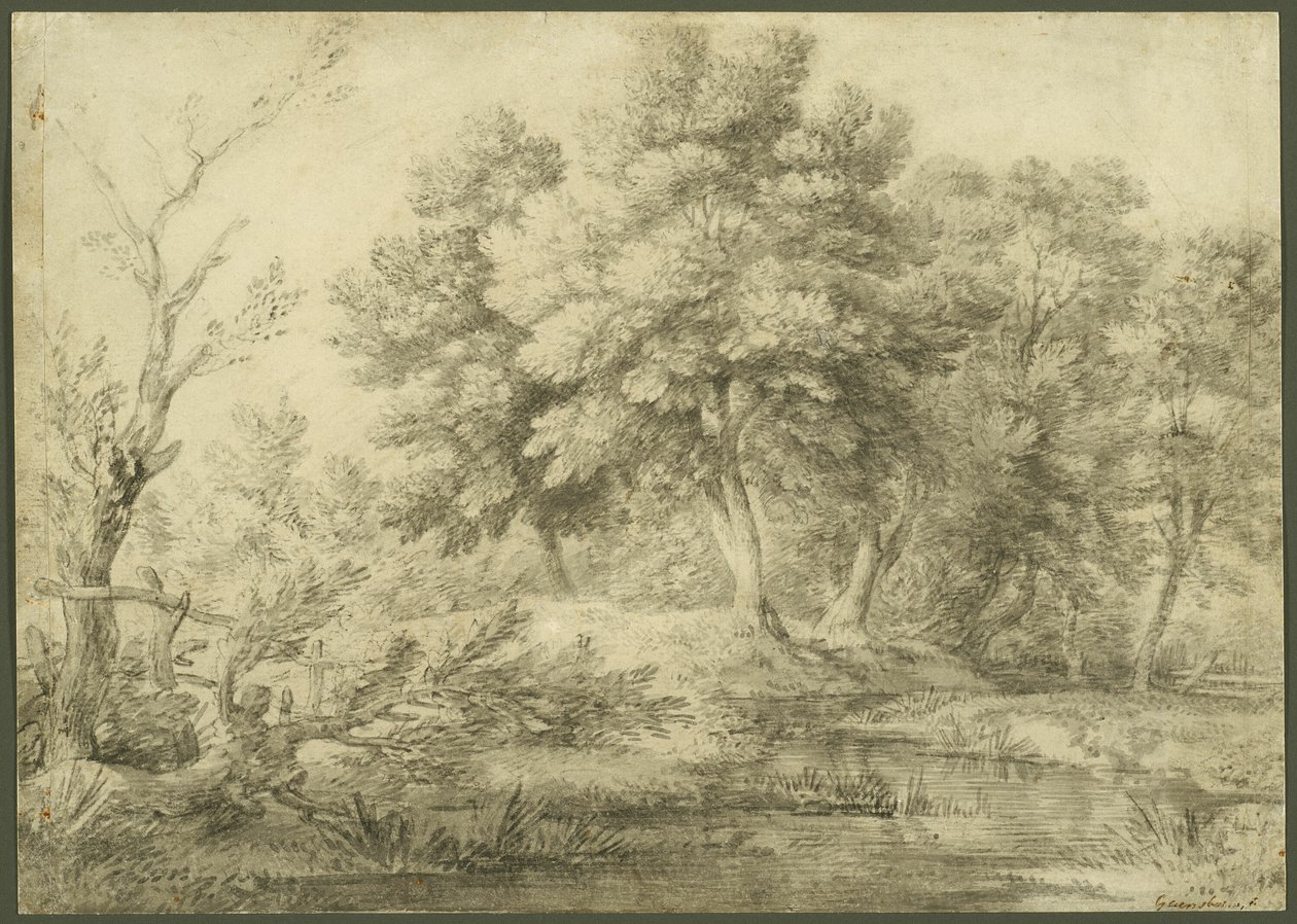 Skoglandskap med bekk av Thomas Gainsborough