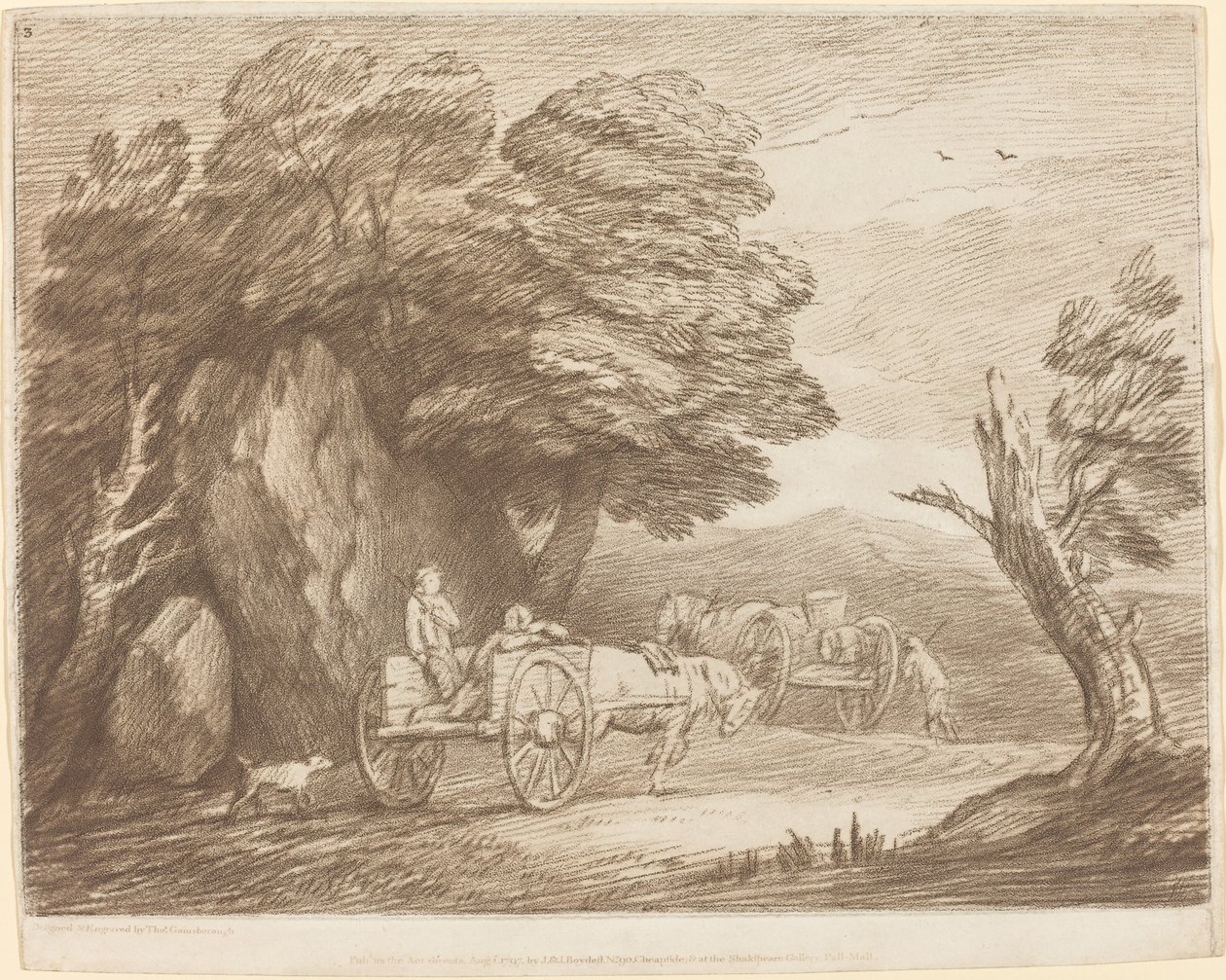 Skoglandskap med to landvogner og figurer av Thomas Gainsborough