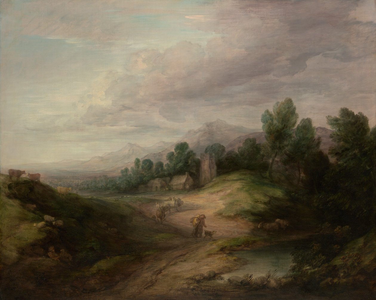 Skogbevokst høylandslandskap, sannsynligvis 1783. av Thomas Gainsborough