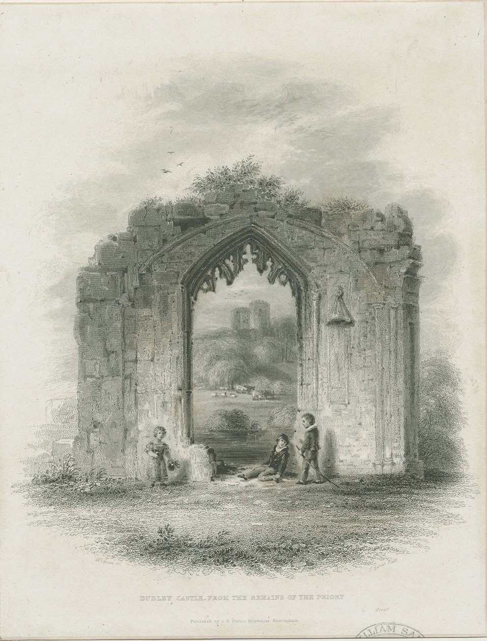 Dudley Castle - The Keep: gravering (vignett og [? 1800-tallet] (trykk) av Thomas Garner
