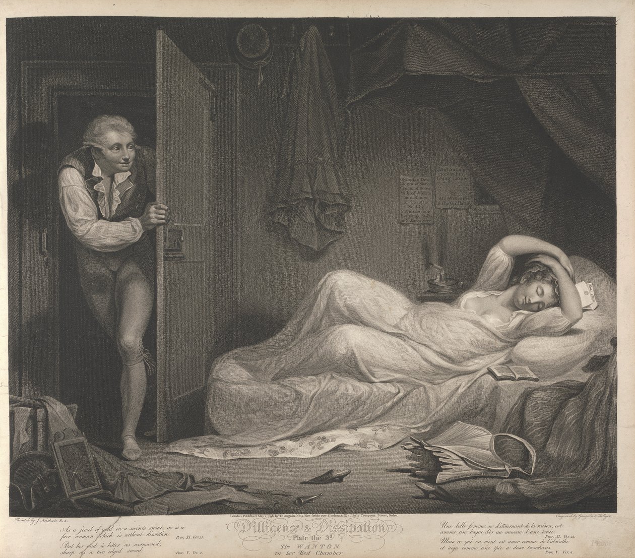 Diligence and Dissipation: The Wanton in her Bed Chamber (Plate 3) av Thomas Gaugain