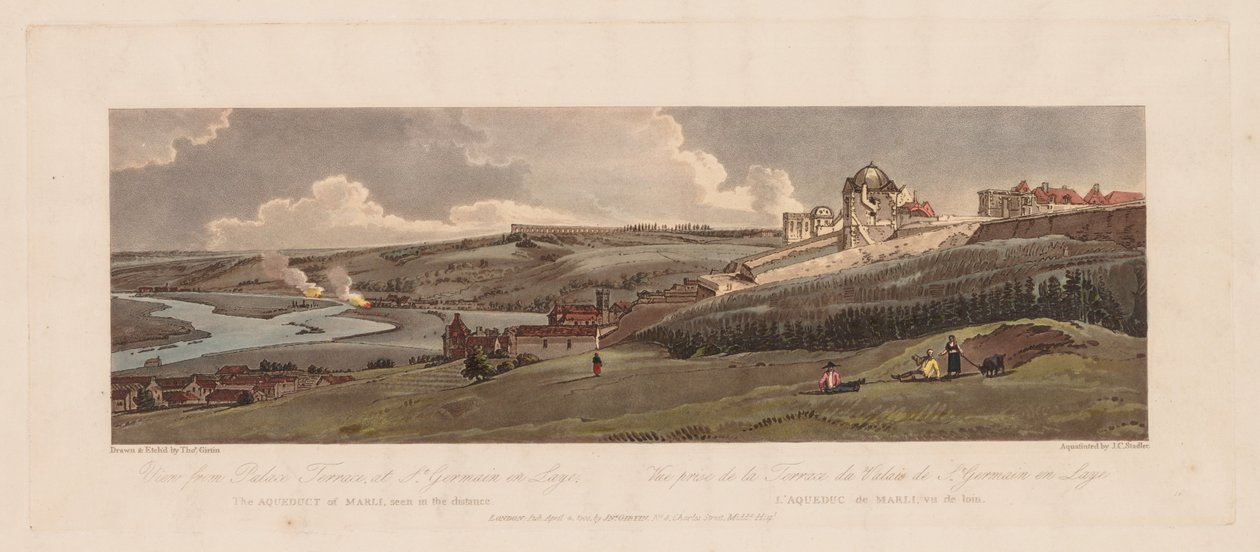 Et utvalg av tjue av de mest pittoreske utsiktene i Paris: Utsikt fra Palace Terrace, 1803. av Thomas Girtin