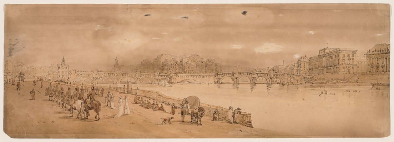 Et utvalg av tjue av de mest pittoreske utsiktene i Paris: Utsikt over Pont Neuf og mynten av Thomas Girtin