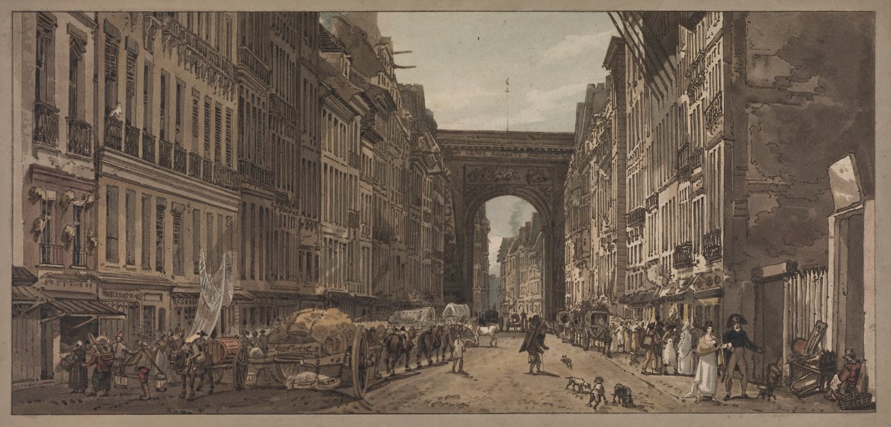 Et utvalg av tjue av de mest pittoreske utsiktene i Paris: Utsikt over porten til St. Denis..., 1803 av Thomas Girtin