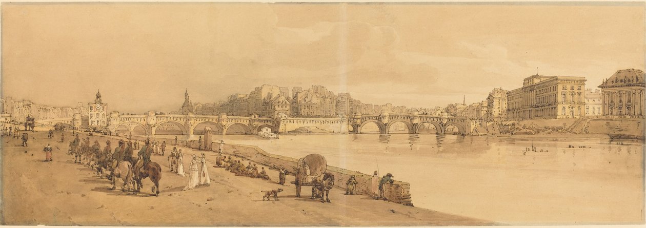 Utsikt over Pont Neuf, myntverket osv.: pl.8 av Thomas Girtin
