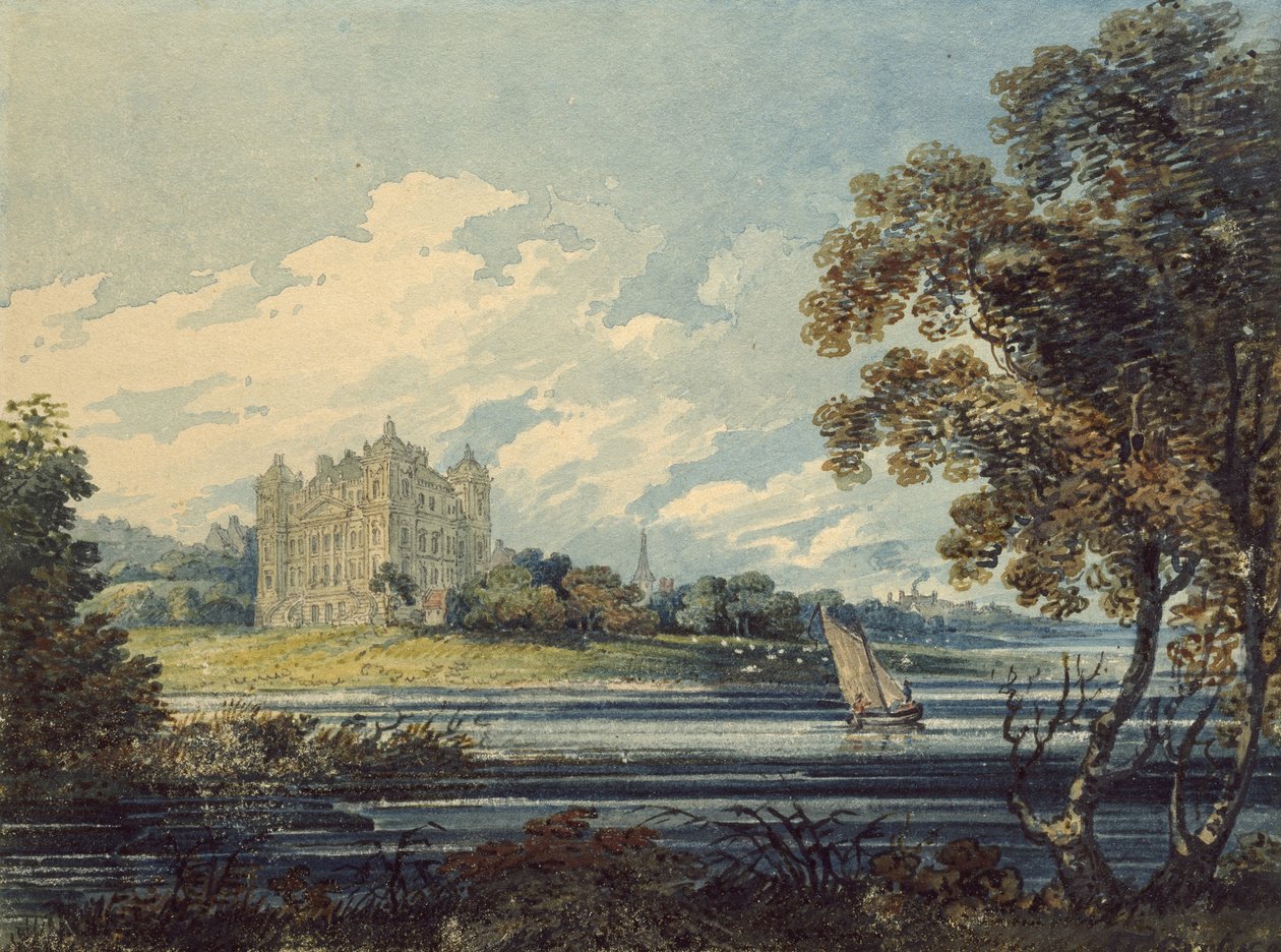 Duff House, Banff, 1794 (akvarell, med noen riper ut, over indikasjoner i grafitt) av Thomas Girtin