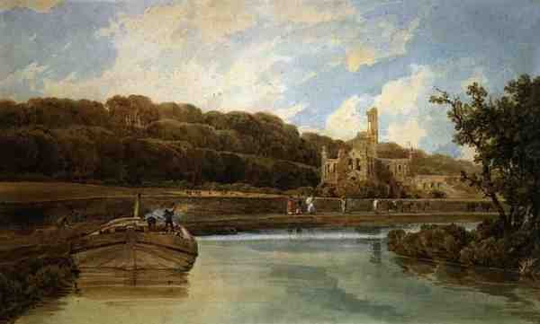 Kirkstall Abbey, Yorkshire (akvarell på papir) av Thomas Girtin