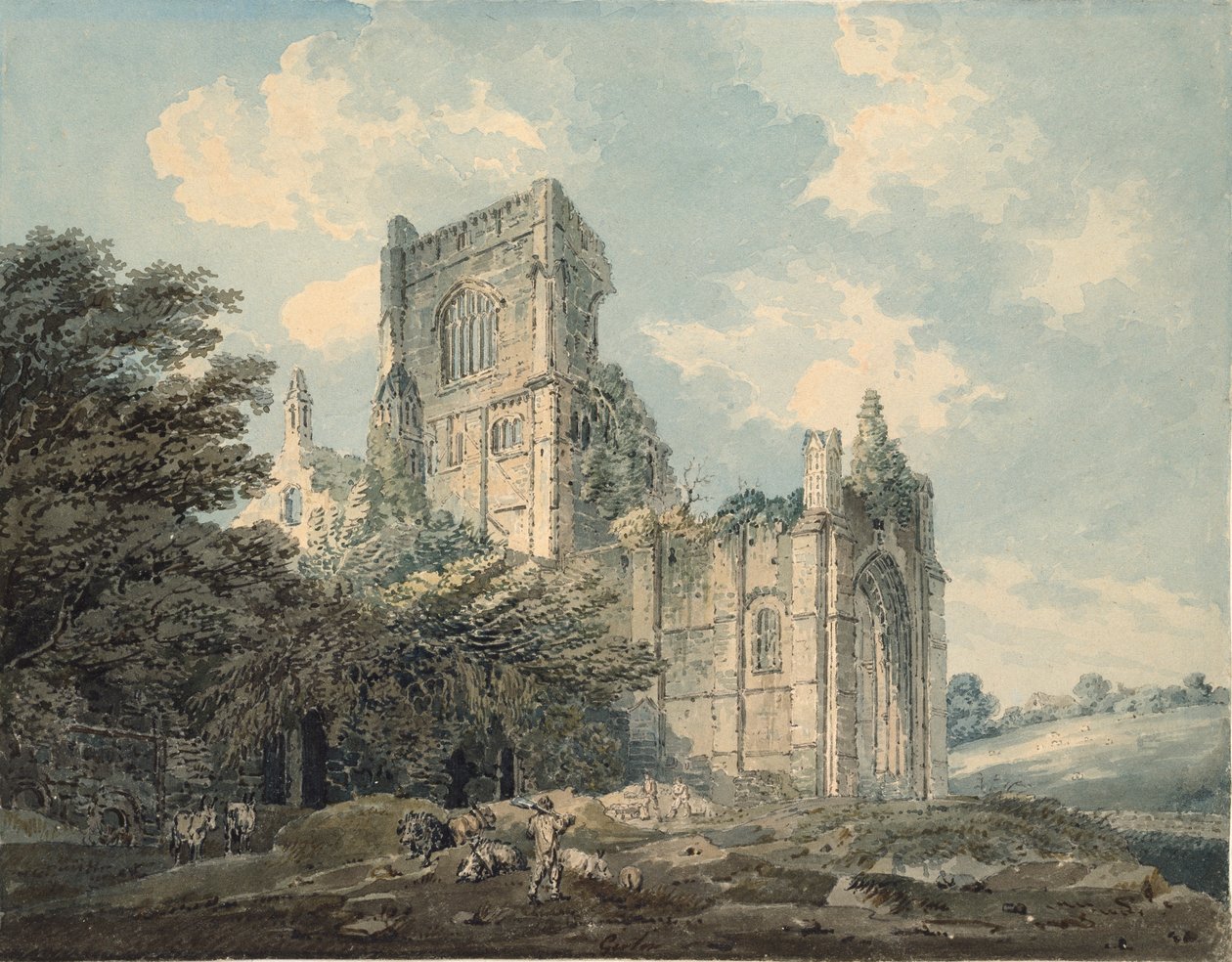 Kirkstall Abbey, Yorkshire, c1790-1802 av Thomas Girtin