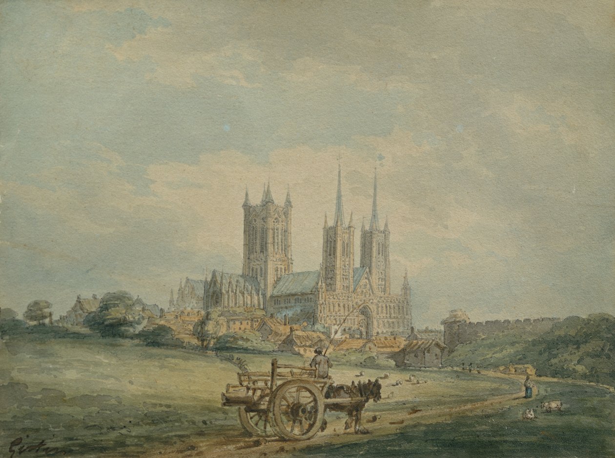 Lincoln katedral av Thomas Girtin