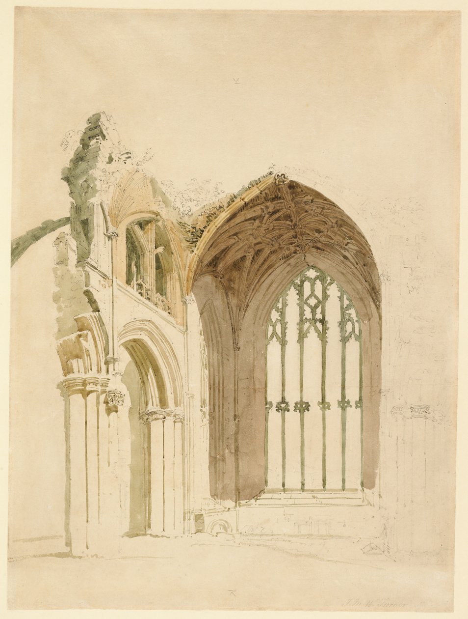 Melrose Abbey: Det østlige vinduet av Thomas Girtin