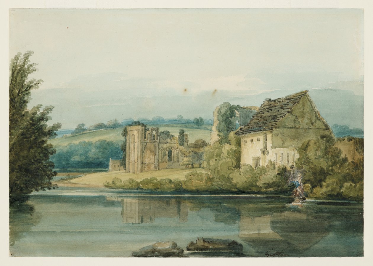 St Agatha's Abbey, Richmond, Yorkshire, ca. 1797 (akvarell, gouache, blekk, gummi arabicum og blyant på papir) av Thomas Girtin
