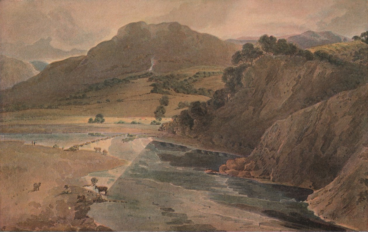 Trappesteinene på Wharfe, over Bolton Abbey, Yorkshire, 1801 av Thomas Girtin