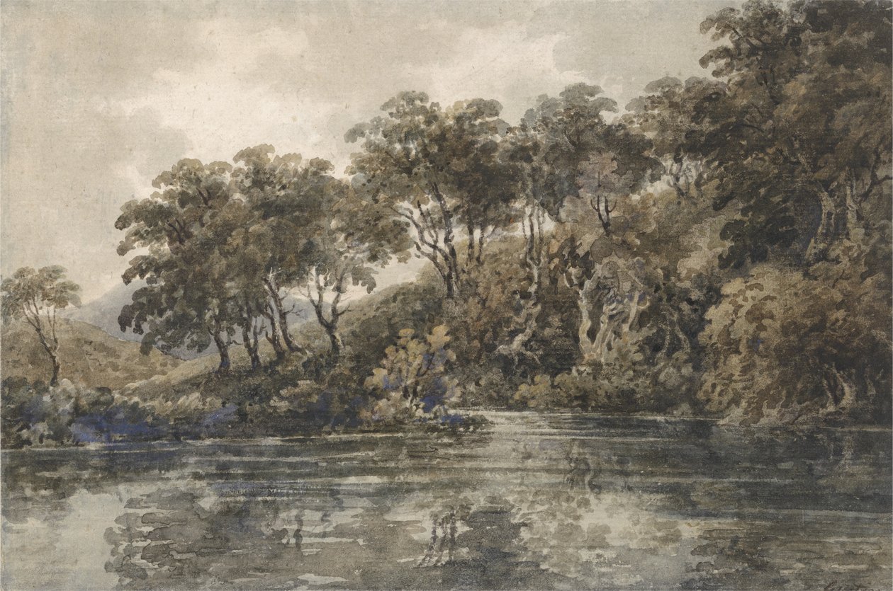 Trær og dammer nær Bromley, Kent, ca. 1798 (w/c over blyant med kroppsfarge på papir) av Thomas Girtin