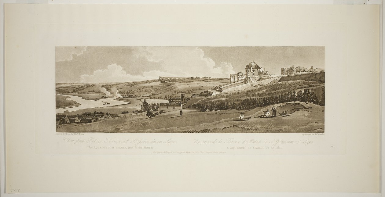 Utsikt fra Palace Terrace ved Saint Germain på Laye, fra Twenty Views i Paris og omegn av Thomas Girtin