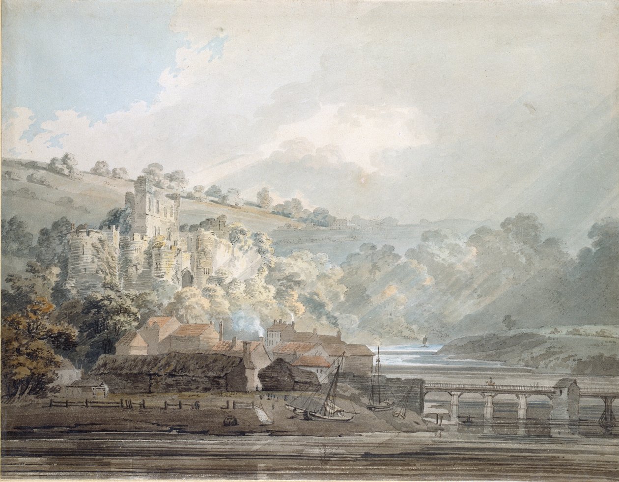 Utsikt over Chepstow, Monmouthshire, ca. 1791-1792 av Thomas Girtin