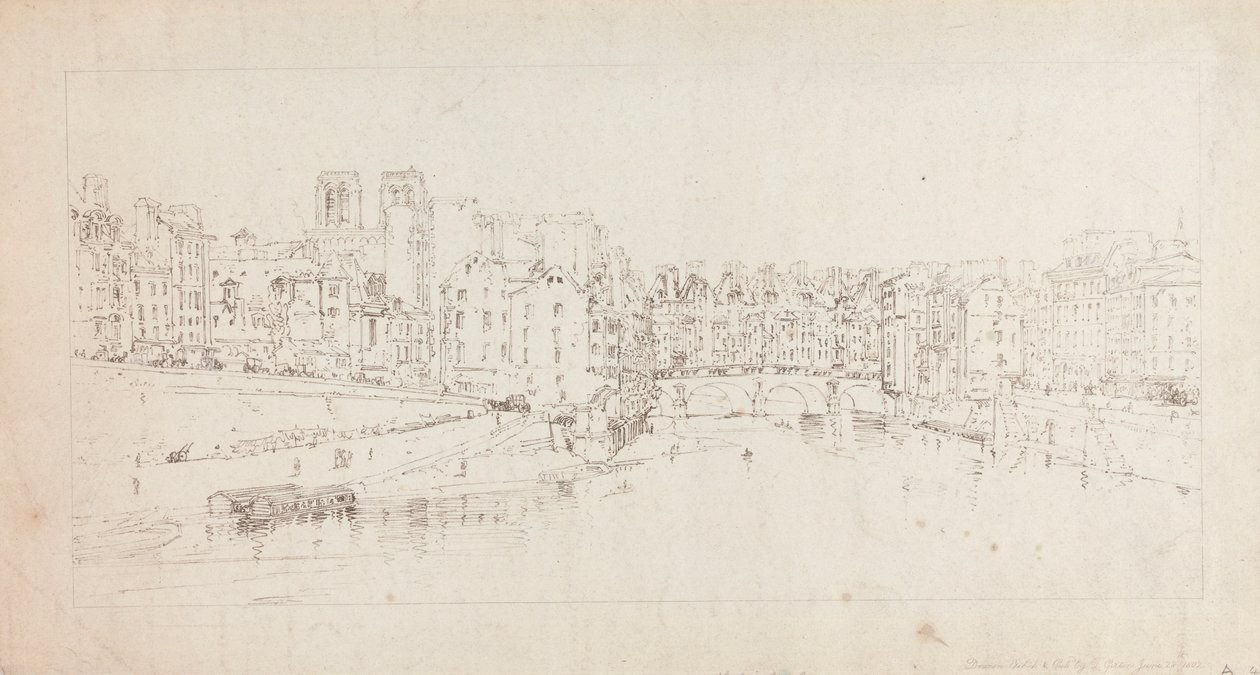 Utsikt over Pont St. Michel fra Pont Neuf av Thomas Girtin