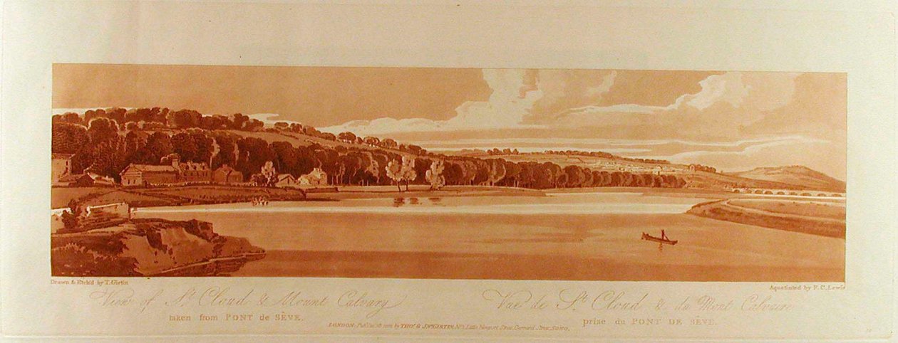 Utsikt over Saint-Cloud og Golgatafjellet sett fra Pont de Sève av Thomas Girtin