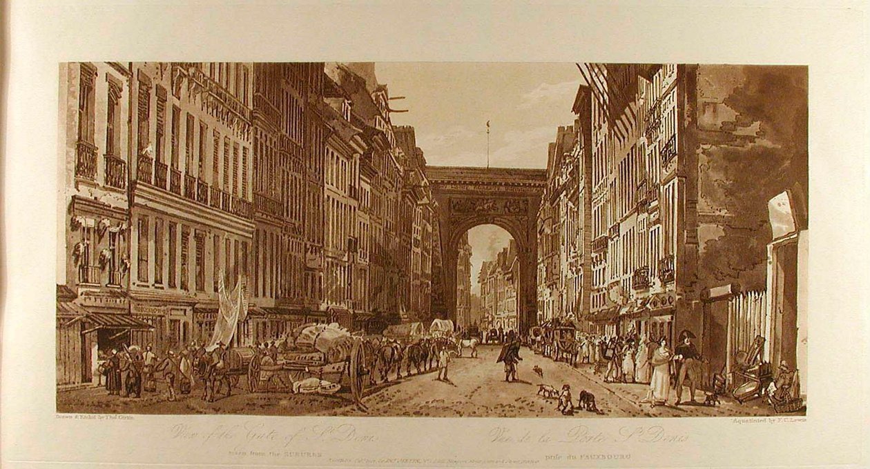 Utsikt over Porte Saint-Denis sett fra forstedene av Thomas Girtin