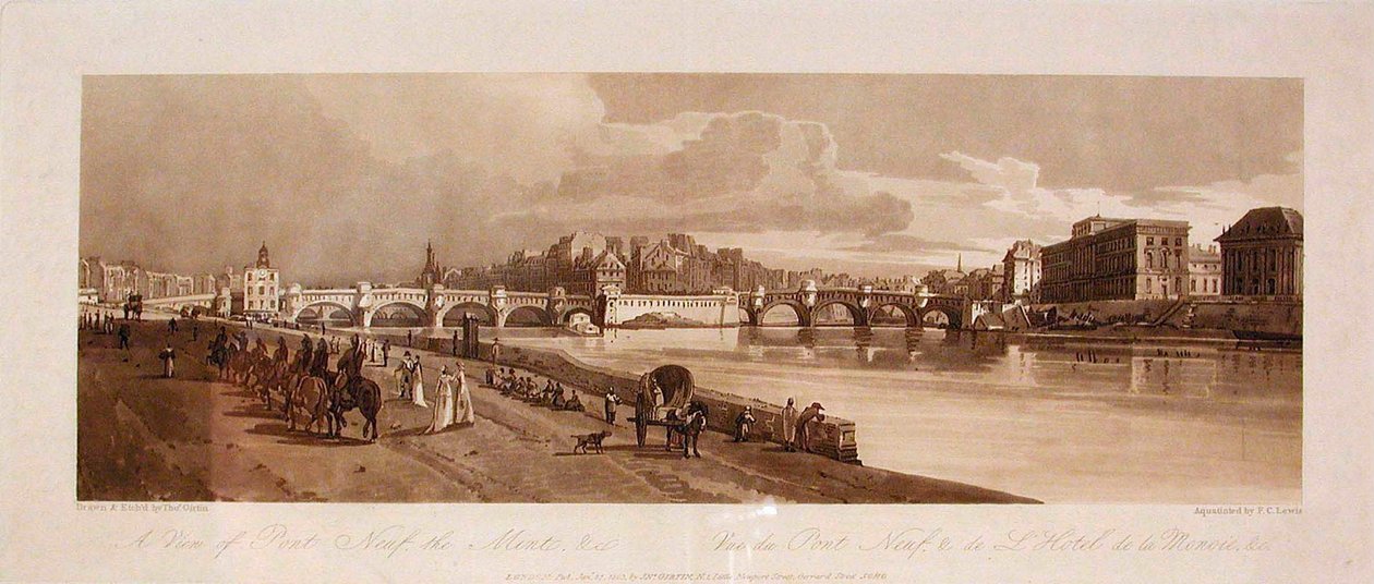 Utsikt over Pont Neuf, myntverket osv. av Thomas Girtin