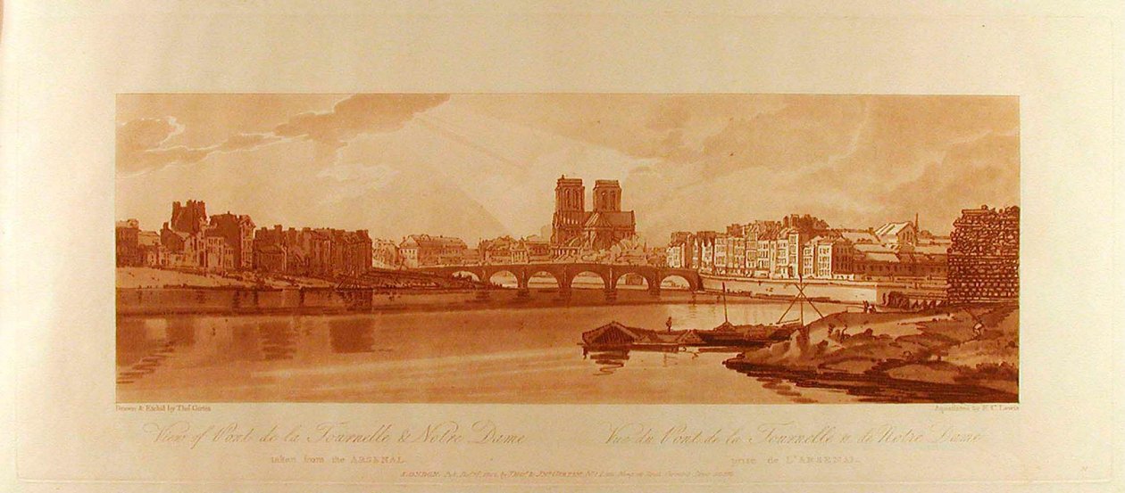 Ansicht der Pont de la Tournelle & Notre Dame vom Arsenal aus av Thomas Girtin