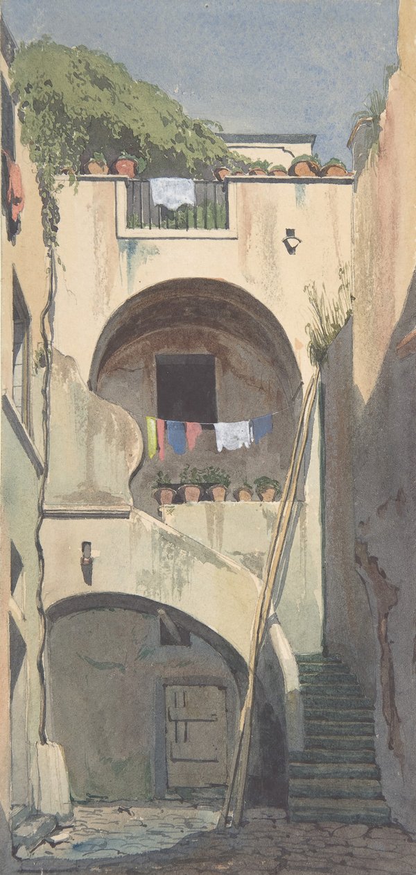Et hus i Sorrento, midten av 1800-tallet. av Thomas Hartley Cromek
