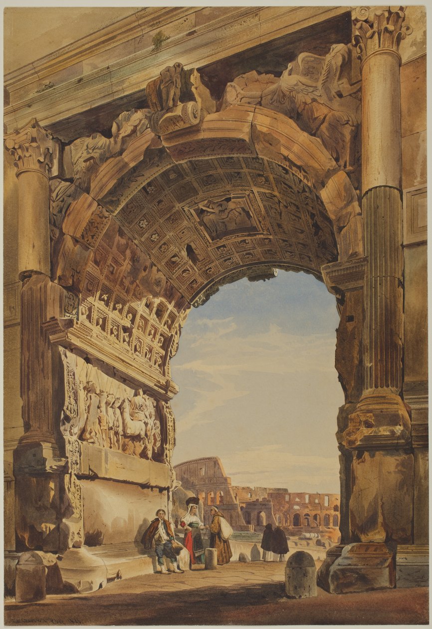 Titusbuen og Colosseum, Roma av Thomas Hartley Cromek