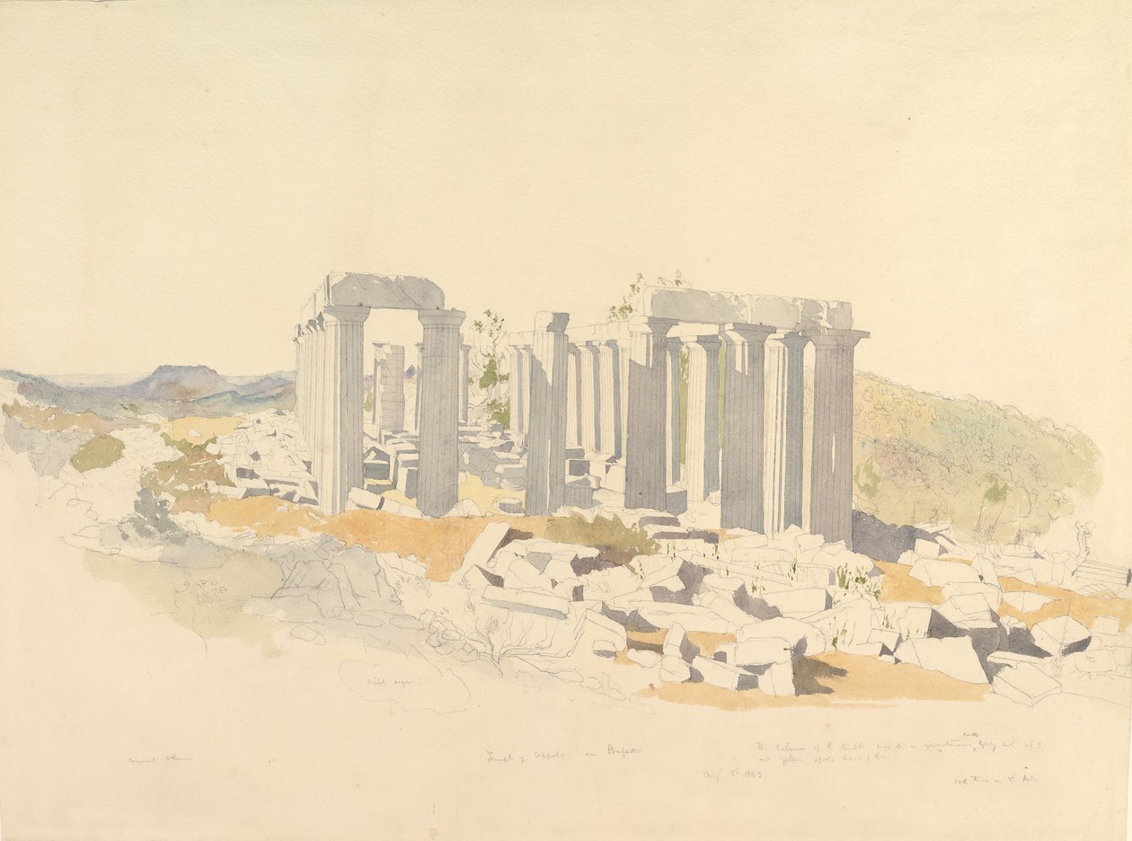 Apollon-tempelet i Bassae, 1843. av Thomas Hartley Cromek