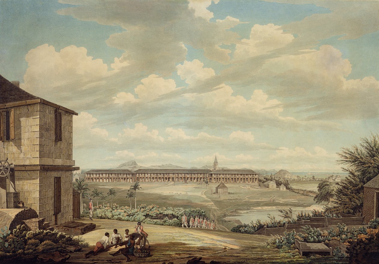 A View on the Island of Antigua: English Barracks and St. John