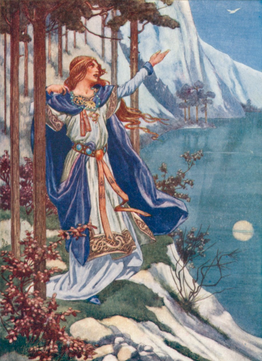 Edvard Grieg: En svane (farge litho) av Thomas Heath Robinson