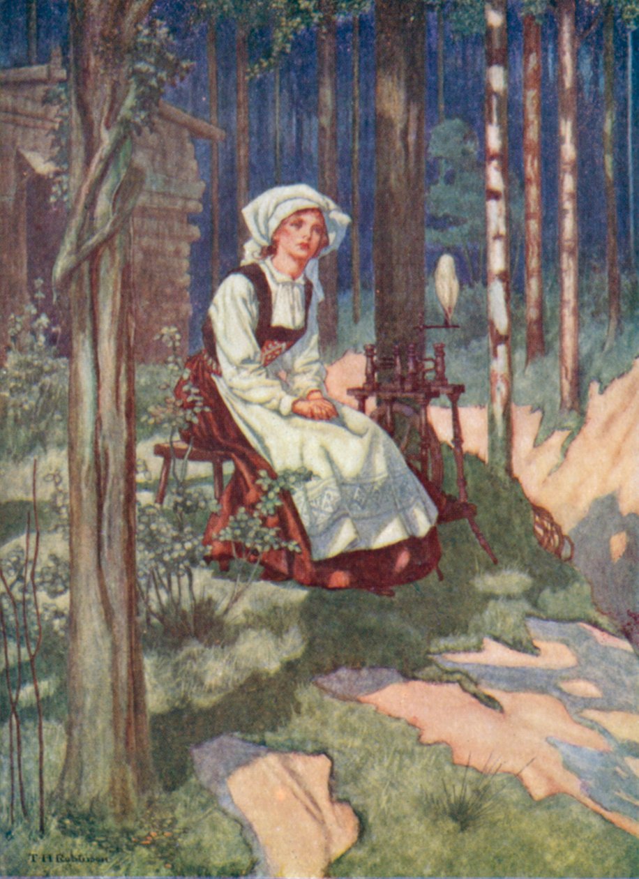 Edvard Grieg: The Waiting of Solvejg (colour litho) av Thomas Heath Robinson